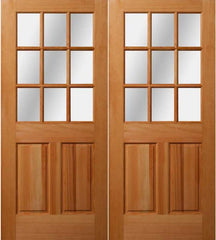 WDMA 64x80 Door (5ft4in by 6ft8in) Exterior Fir 1-3/4in 9 light Double Door 1