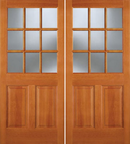 WDMA 64x80 Door (5ft4in by 6ft8in) Exterior Fir 944 9 Lite 2 Panel Double Door 1