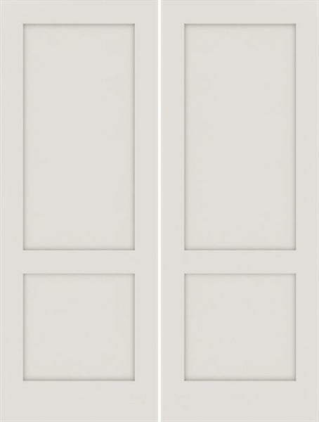WDMA 64x80 Door (5ft4in by 6ft8in) Interior Swing Smooth 80in 20 min Fire Rated Primed 2 Panel Shaker Double Door|1-3/4in Thick 1