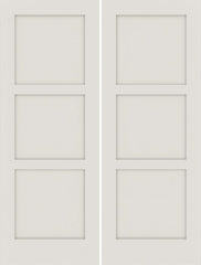 WDMA 64x80 Door (5ft4in by 6ft8in) Interior Swing Smooth 80in 20 min Fire Rated Primed 3 Panel Shaker Double Door|1-3/4in Thick 1
