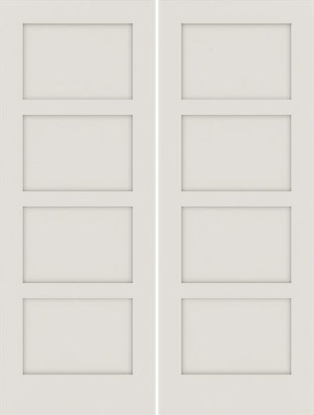 WDMA 64x80 Door (5ft4in by 6ft8in) Interior Swing Smooth 80in 20 min Fire Rated Primed 4 Panel Shaker Double Door|1-3/4in Thick 1