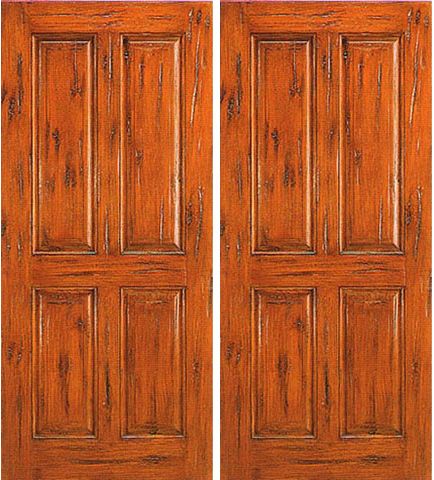 WDMA 64x80 Door (5ft4in by 6ft8in) Exterior Knotty Alder Double Door 4-Panel Southwest Home 1