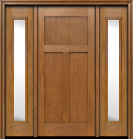 WDMA 64x80 Door (5ft4in by 6ft8in) Exterior Fir Craftsman 3 Panel Single Entry Door Sidelights 1