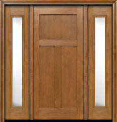 WDMA 64x80 Door (5ft4in by 6ft8in) Exterior Fir Craftsman 3 Panel Single Entry Door Sidelights 1
