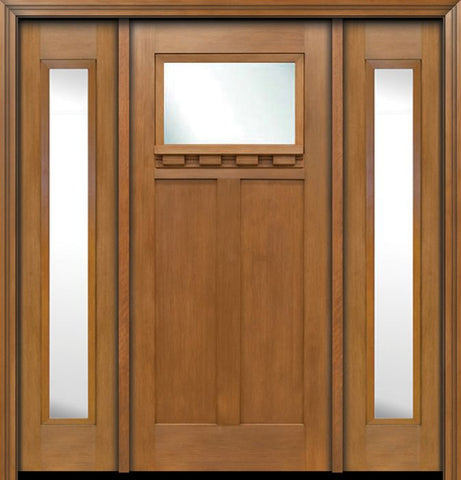 WDMA 64x80 Door (5ft4in by 6ft8in) Exterior Fir Craftsman Top Lite Single Entry Door Sidelights 1