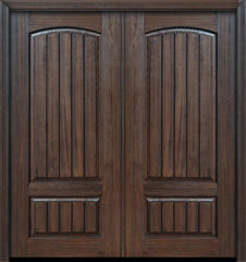 WDMA 64x80 Door (5ft4in by 6ft8in) Exterior Cherry IMPACT | 80in Double 2 Panel Arch V-Grooved or Knotty Alder Door 1