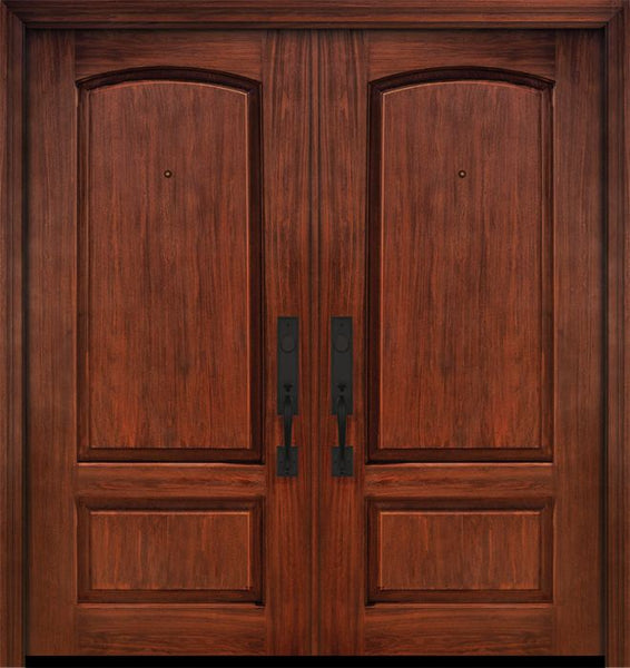 WDMA 64x80 Door (5ft4in by 6ft8in) Exterior Cherry IMPACT | 80in Double 2 Panel Arch or Knotty Alder Door 1
