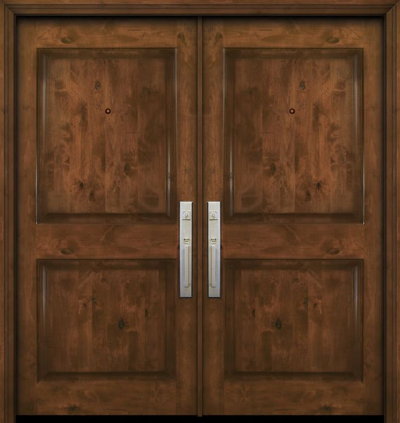WDMA 64x80 Door (5ft4in by 6ft8in) Exterior Knotty Alder 80in Double 2 Panel Square Estancia Alder Door 1