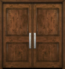 WDMA 64x80 Door (5ft4in by 6ft8in) Exterior Knotty Alder 80in Double 2 Panel Square Estancia Alder Door 1