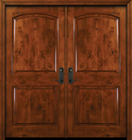 WDMA 64x80 Door (5ft4in by 6ft8in) Exterior Knotty Alder 80in Double Arch 2 Panel Estancia Alder Door 1