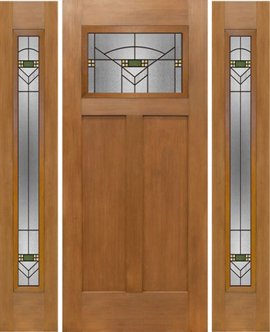 WDMA 64x80 Door (5ft4in by 6ft8in) Exterior Fir Craftsman Top Lite Single Entry Door Sidelights GR Glass 1