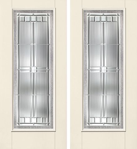 WDMA 64x80 Door (5ft4in by 6ft8in) Exterior Smooth SaratogaTM Full Lite W/ Stile Lines Star Double Door 1