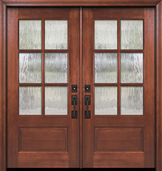 WDMA 64x80 Door (5ft4in by 6ft8in) Exterior Mahogany 80in Double 2/3 Lite 6 Lite SDL DoorCraft Door 1