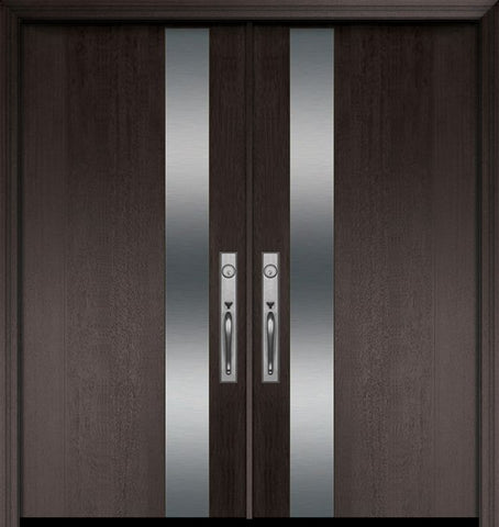 WDMA 64x80 Door (5ft4in by 6ft8in) Exterior Mahogany 80in Double Costa Mesa Solid Contemporary Door 1