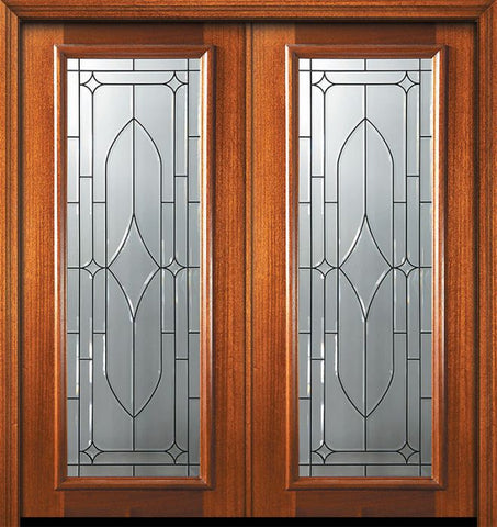 WDMA 64x80 Door (5ft4in by 6ft8in) Exterior Mahogany 80in Double Full Lite Bourbon Street Door 1