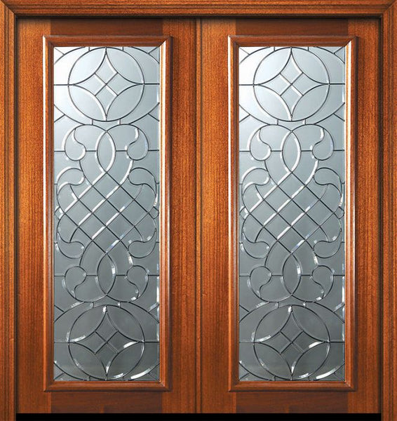 WDMA 64x80 Door (5ft4in by 6ft8in) Exterior Mahogany 80in Double Full Lite Savoy Door 1
