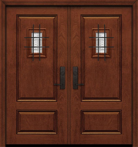 WDMA 64x80 Door (5ft4in by 6ft8in) Exterior Mahogany IMPACT | 80in Double 2 Panel Square Door with Speakeasy 1