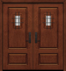 WDMA 64x80 Door (5ft4in by 6ft8in) Exterior Mahogany IMPACT | 80in Double 2 Panel Square Door with Speakeasy 1