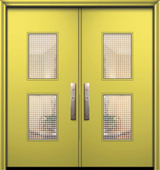 WDMA 64x80 Door (5ft4in by 6ft8in) Exterior Smooth 80in Double Newport Solid Contemporary Door w/Metal Grid 1