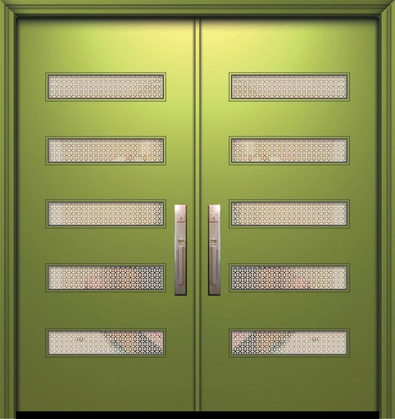 WDMA 64x80 Door (5ft4in by 6ft8in) Exterior Smooth 80in Double Beverly Solid Contemporary Door w/Metal Grid 1