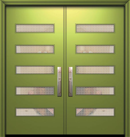WDMA 64x80 Door (5ft4in by 6ft8in) Exterior Smooth 80in Double Beverly Solid Contemporary Door w/Metal Grid 1