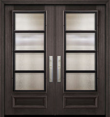 WDMA 64x80 Door (5ft4in by 6ft8in) Exterior Mahogany 80in Double 3/4 Lite Urban Steel Grille Portobello Door 1