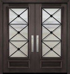 WDMA 64x80 Door (5ft4in by 6ft8in) Exterior Mahogany 80in Double 3/4 Lite Republic Portobello Door 1
