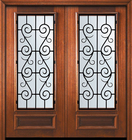 WDMA 64x80 Door (5ft4in by 6ft8in) Exterior Mahogany 80in Double 3/4 Lite St. Charles Door 1