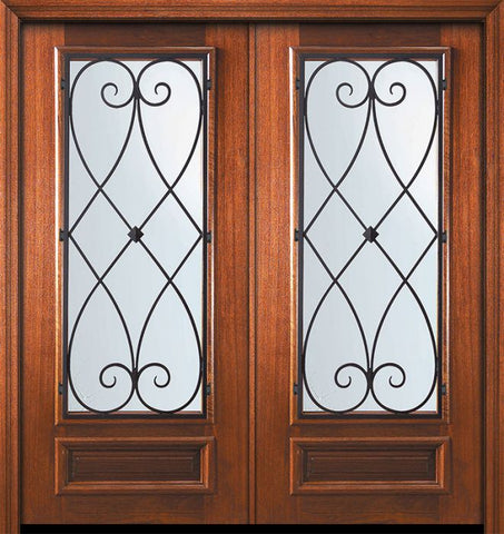 WDMA 64x80 Door (5ft4in by 6ft8in) Exterior Mahogany 80in Double 3/4 Lite Charleston Door 1