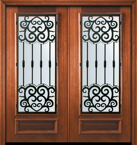 WDMA 64x80 Door (5ft4in by 6ft8in) Exterior Mahogany 80in Double 3/4 Lite Barcelona Door 1