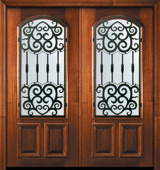 WDMA 64x80 Door (5ft4in by 6ft8in) Exterior Mahogany 80in Double Arch Lite Barcelona Door 1