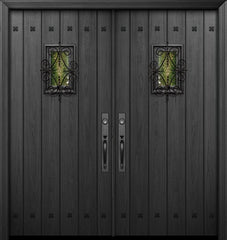 WDMA 64x80 Door (5ft4in by 6ft8in) Exterior Mahogany IMPACT | 80in Double Plank Door with Speakeasy / Clavos 1