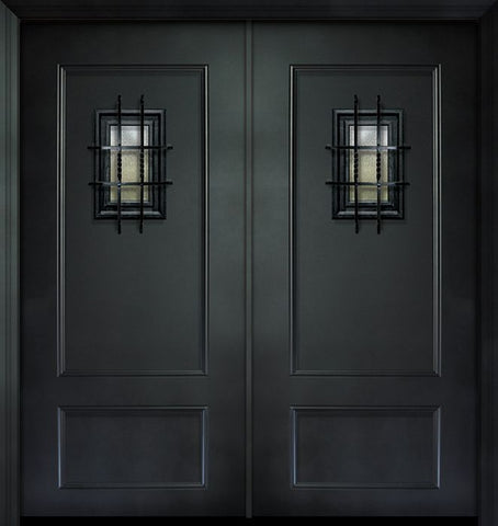 WDMA 64x80 Door (5ft4in by 6ft8in) Exterior 80in ThermaPlus Steel 2 Panel Double Door with Speakeasy 1