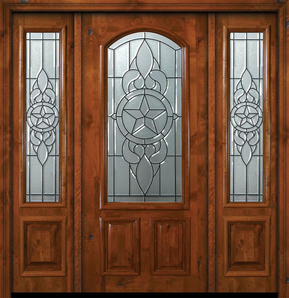 WDMA 64x80 Door (5ft4in by 6ft8in) Exterior Knotty Alder 36in x 80in Brazos Arch Lite Alder Door /2side 1