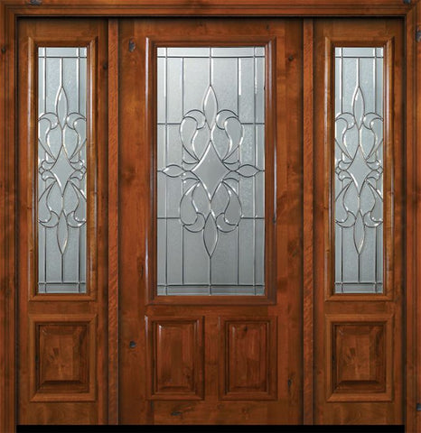 WDMA 64x80 Door (5ft4in by 6ft8in) Exterior Knotty Alder 36in x 80in 2/3 Lite New Orleans Alder Door /2side 1