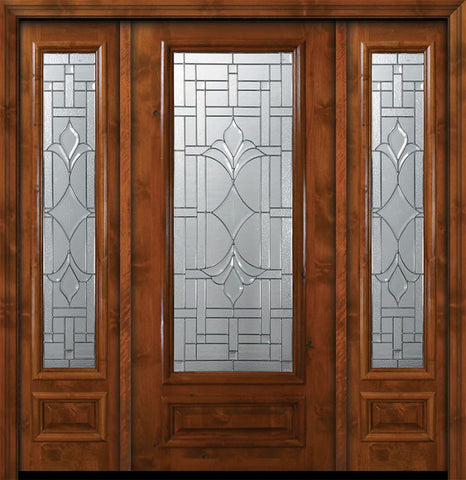 WDMA 64x80 Door (5ft4in by 6ft8in) Exterior Knotty Alder 36in x 80in 3/4 Lite Marsala Alder Door /2side 1