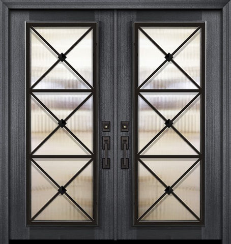 WDMA 64x80 Door (5ft4in by 6ft8in) Exterior Mahogany 80in Double Full Lite Republic Portobello Door 1