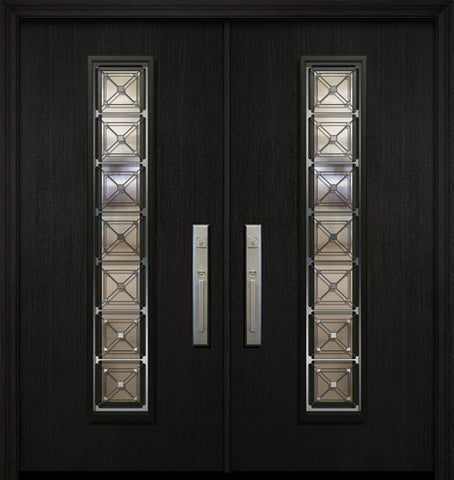 WDMA 64x80 Door (5ft4in by 6ft8in) Exterior Mahogany 80in Double Malibu Contemporary Door with Speakeasy 1