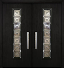 WDMA 64x80 Door (5ft4in by 6ft8in) Exterior Mahogany 80in Double Malibu Contemporary Door with Speakeasy 1