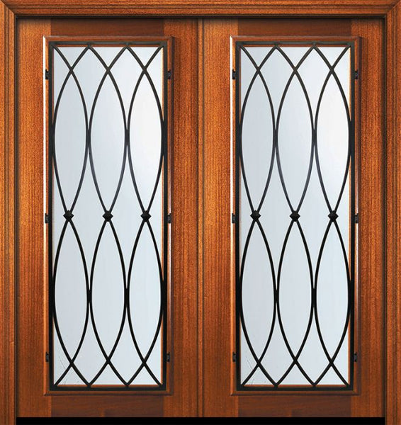 WDMA 64x80 Door (5ft4in by 6ft8in) Exterior Mahogany 80in Double Full Lite La Salle Door 1