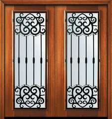 WDMA 64x80 Door (5ft4in by 6ft8in) Exterior Mahogany 80in Double Full Lite Barcelona Door 1