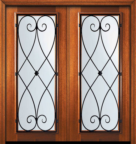 WDMA 64x80 Door (5ft4in by 6ft8in) Exterior Mahogany 80in Double Full Lite Charleston Door 1