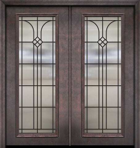 WDMA 64x80 Door (5ft4in by 6ft8in) Exterior 80in ThermaPlus Steel Cantania 1 Panel Full Lite GBG Double Door 1