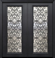 WDMA 64x80 Door (5ft4in by 6ft8in) Exterior 80in ThermaPlus Steel Florence 1 Panel Full Lite GBG Double Door 1
