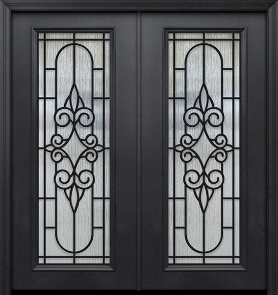 WDMA 64x80 Door (5ft4in by 6ft8in) Exterior 80in ThermaPlus Steel Salento 1 Panel Full Lite GBG Double Door 1