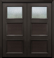 WDMA 64x80 Door (5ft4in by 6ft8in) Exterior 80in ThermaPlus Steel 1 Lite 2 Panel Continental Double Door w/ Textured Glass 1