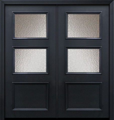 WDMA 64x80 Door (5ft4in by 6ft8in) Exterior 80in ThermaPlus Steel 2 Lite 1 Panel Continental Double Door w/ Textured Glass 1