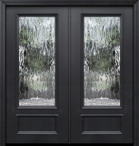 WDMA 64x80 Door (5ft4in by 6ft8in) Exterior 80in ThermaPlus Steel 3/4 Lite Privacy Glass Double Door 1