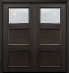 WDMA 64x80 Door (5ft4in by 6ft8in) Exterior 80in ThermaPlus Steel 1 Lite 2 Panel Continental Double Door w/ Beveled Glass 1