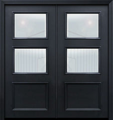 WDMA 64x80 Door (5ft4in by 6ft8in) Exterior 80in ThermaPlus Steel 2 Lite 1 Panel Continental Double Door w/ Beveled Glass 1
